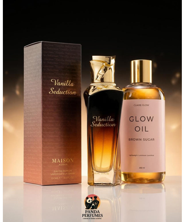 Vanilla Seduction + Claire Glow Glow Oil Brown Sugar Combo